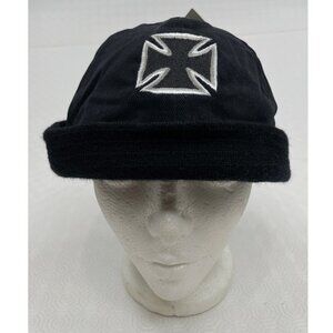 CSI Biker Hat Cotton Motorcycle Bennie Bullet Cap Embroidered Cross NWT One Size